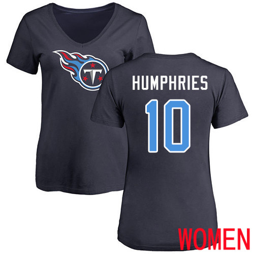 Tennessee Titans Navy Blue Women Adam Humphries Name and Number Logo NFL Football #10 T Shirt->women nfl jersey->Women Jersey